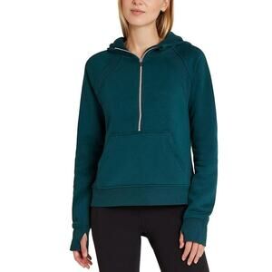 Danskin Half Zip Hoodie Relaxed Fit Dark Sea Green Kangaroo Pocket Size Large L
